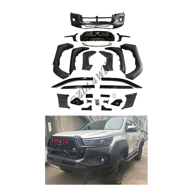 GZDL4WD 4x4 Body Kits Grille Front And Rear Bumper Kits For Hilux 15-21 Modified To Gr Sport 2021+ With Light